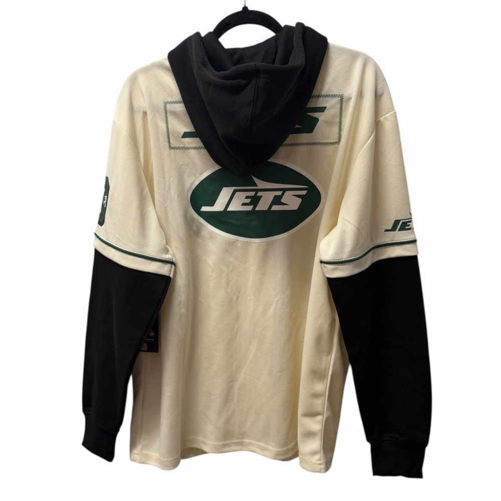 NWT NY Jets NFL Ultra Game Cream Green Black Hoodie Jersey Snaps Size Medium New - Picture 4 of 13